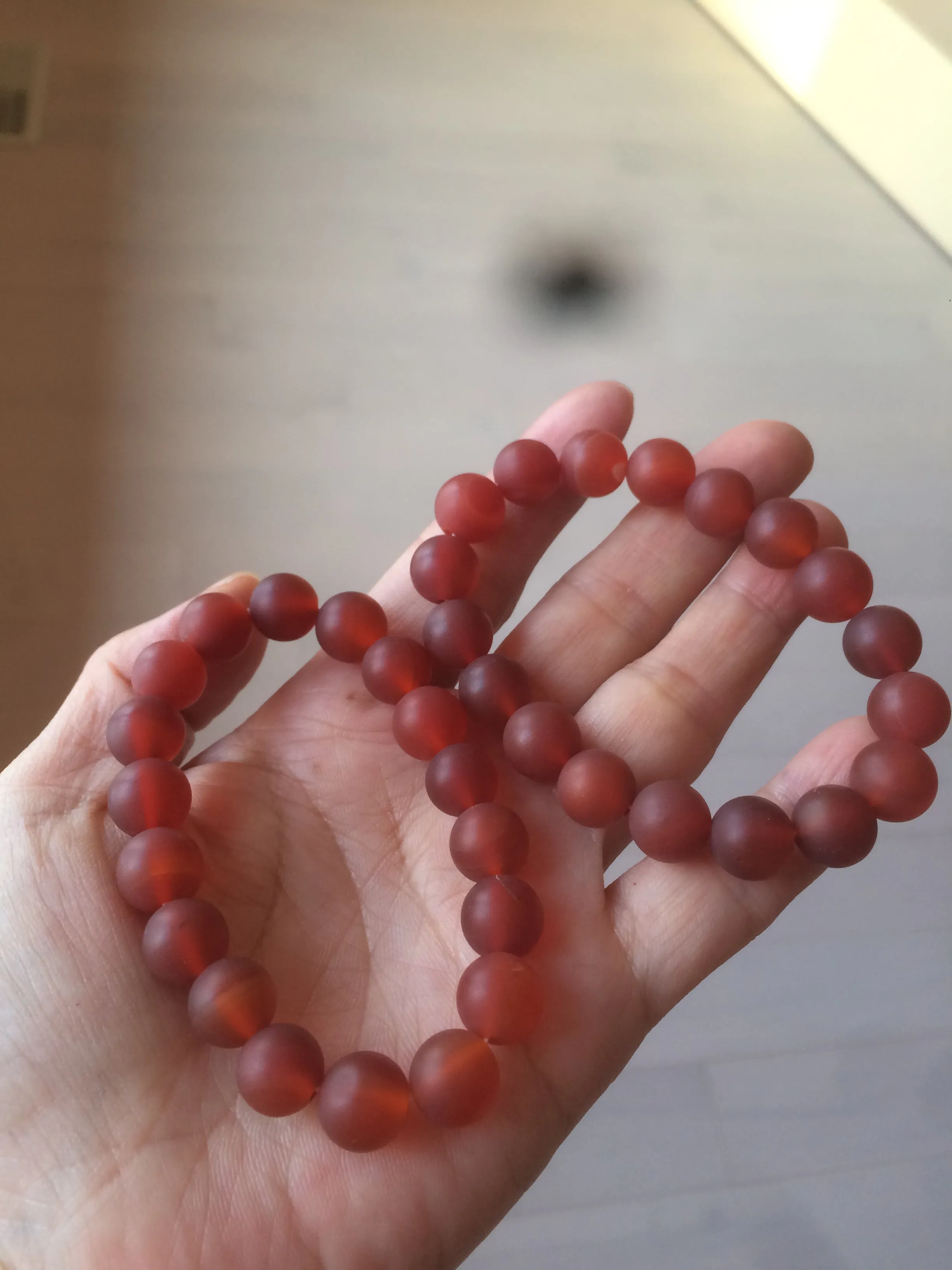 10mm 100% natural frosted glass polished red agate bracelet CB30