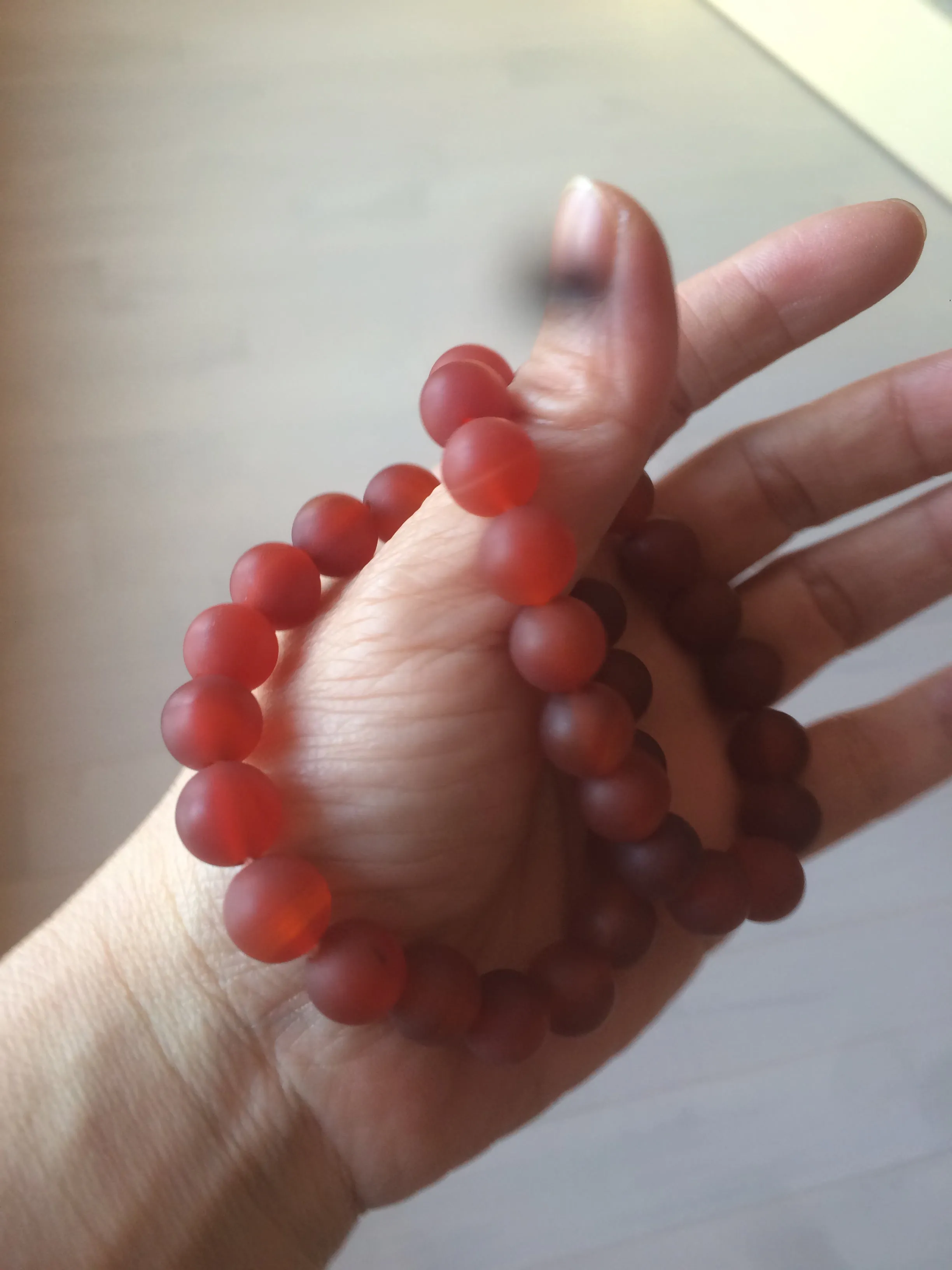 10mm 100% natural frosted glass polished red agate bracelet CB30
