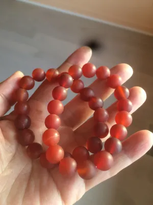10mm 100% natural frosted glass polished red agate bracelet CB30