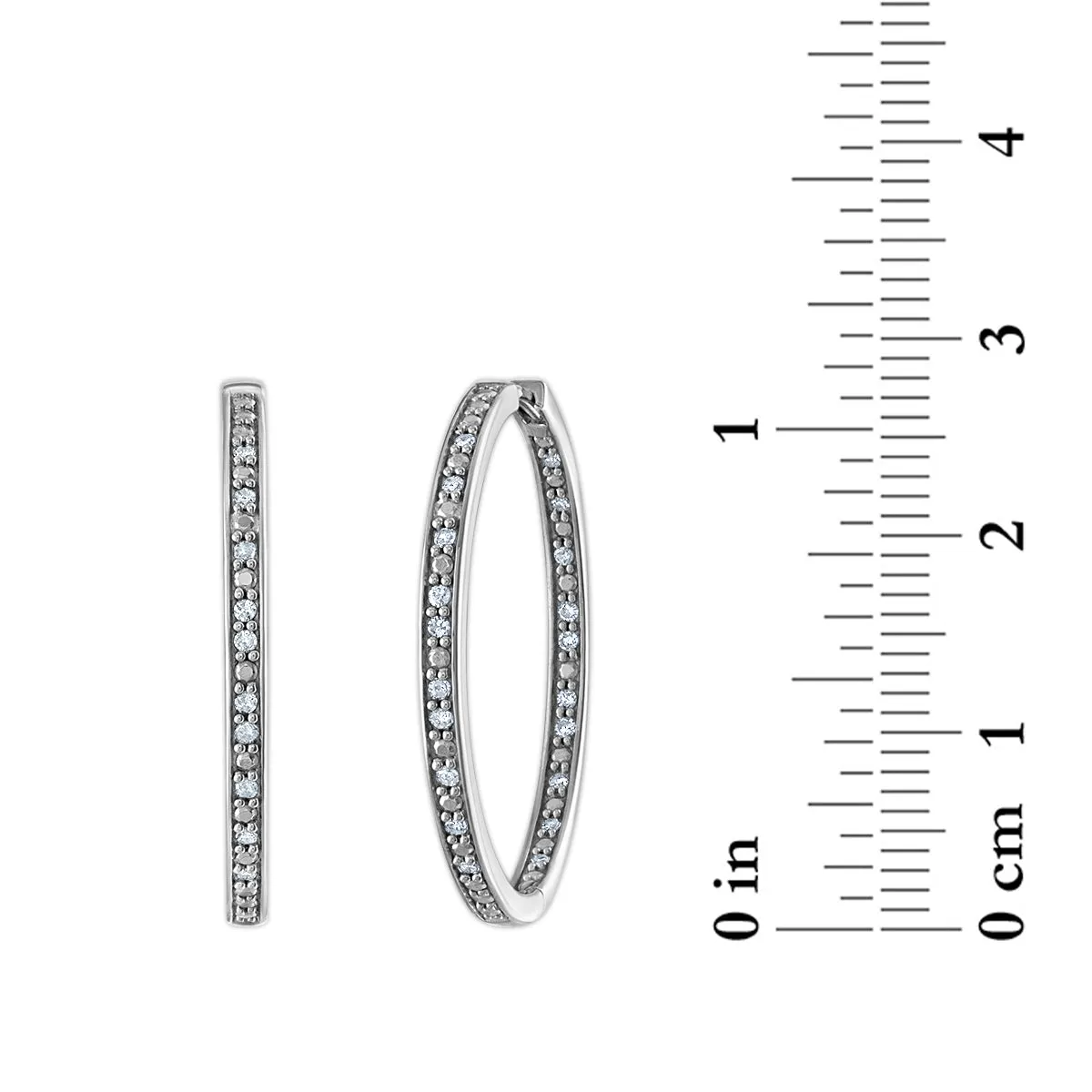 1/4 CTW Diamond In & Out Hoop Earrings in Sterling Silver