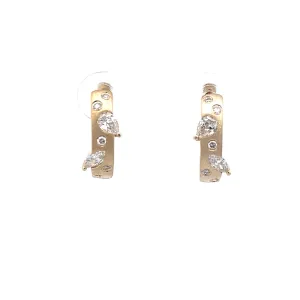 14 Karat Yellow Gold Diamond Hoop Earrings