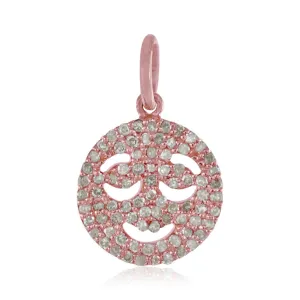 14k Rose Gold Natural Pave White Diamond Emoji Pendant Fine Jewelry FIMJ-343