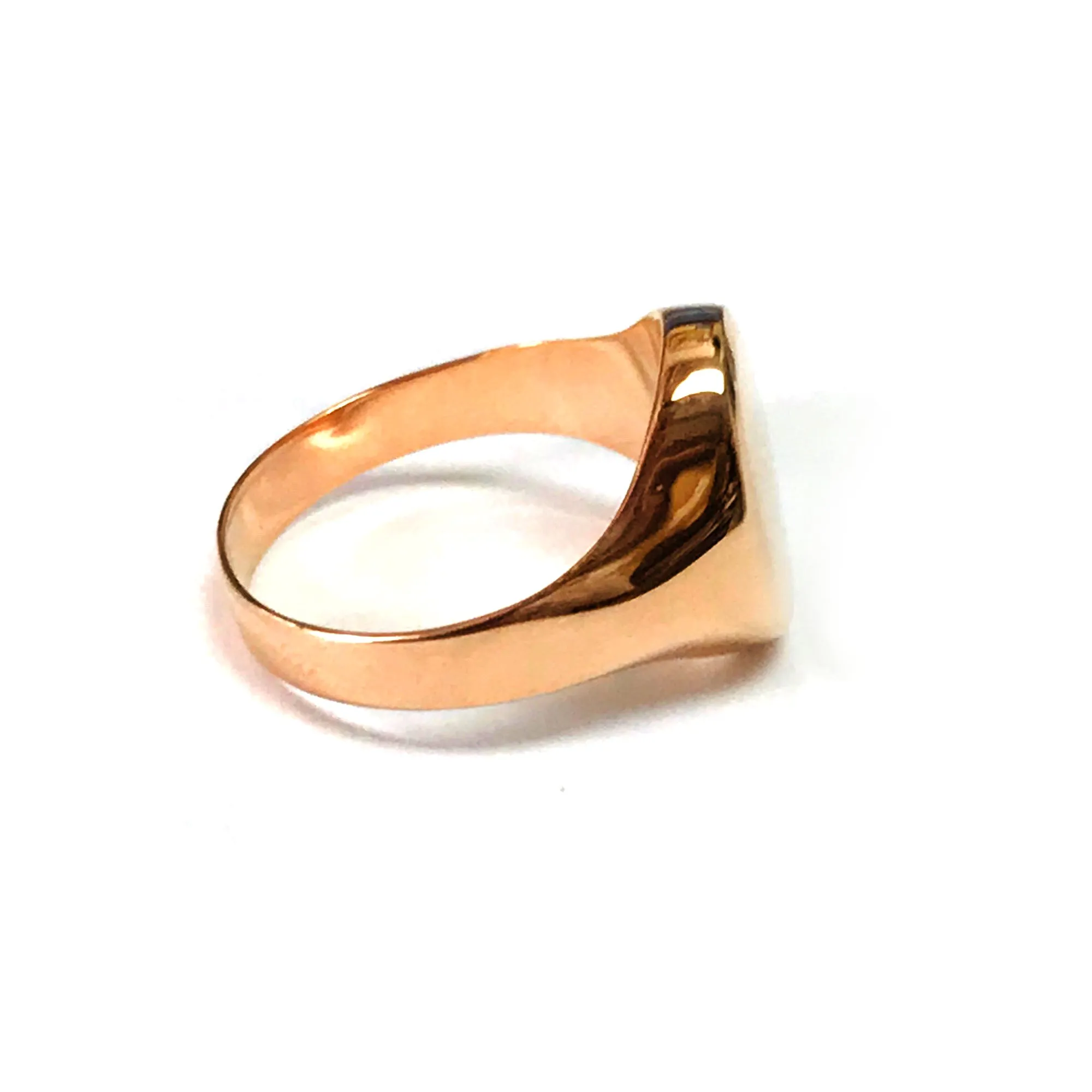 14k Rose Gold Oval Disc Signet Womens Ring, 7