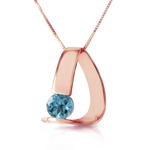 14K Solid Rose Gold Modern Necklace w/ Natural Blue Topaz