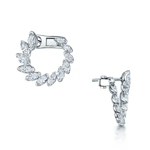 18ct White Gold Marquise Cut Diamond Hoop Earrings