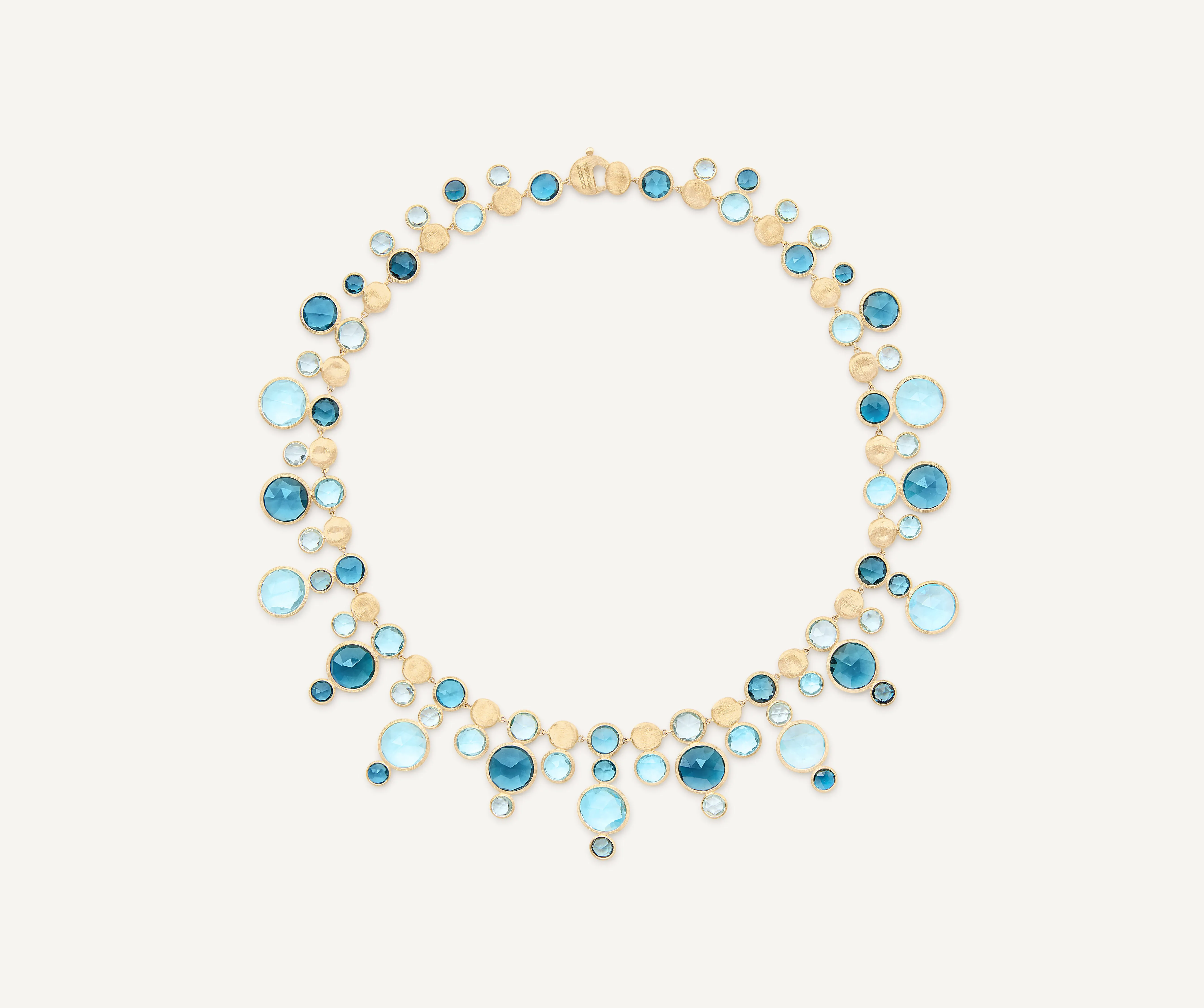 18K Yellow Gold Statement Round Topaz Collar