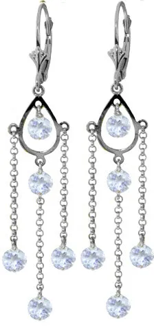 3 Carat 14K Solid Yellow Gold Chandelier Earrings Natural Aquamarine