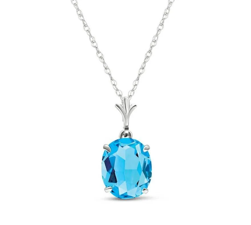 3.12 Carat 14K Solid White Gold Here I Stand Blue Topaz Necklace