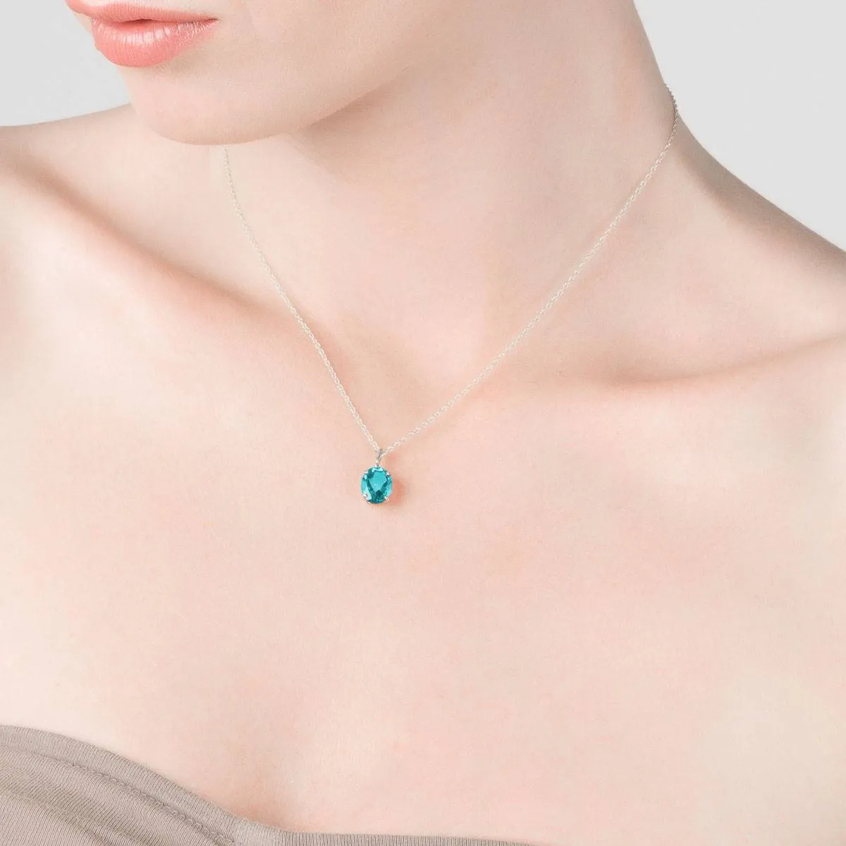 3.12 Carat 14K Solid White Gold Here I Stand Blue Topaz Necklace