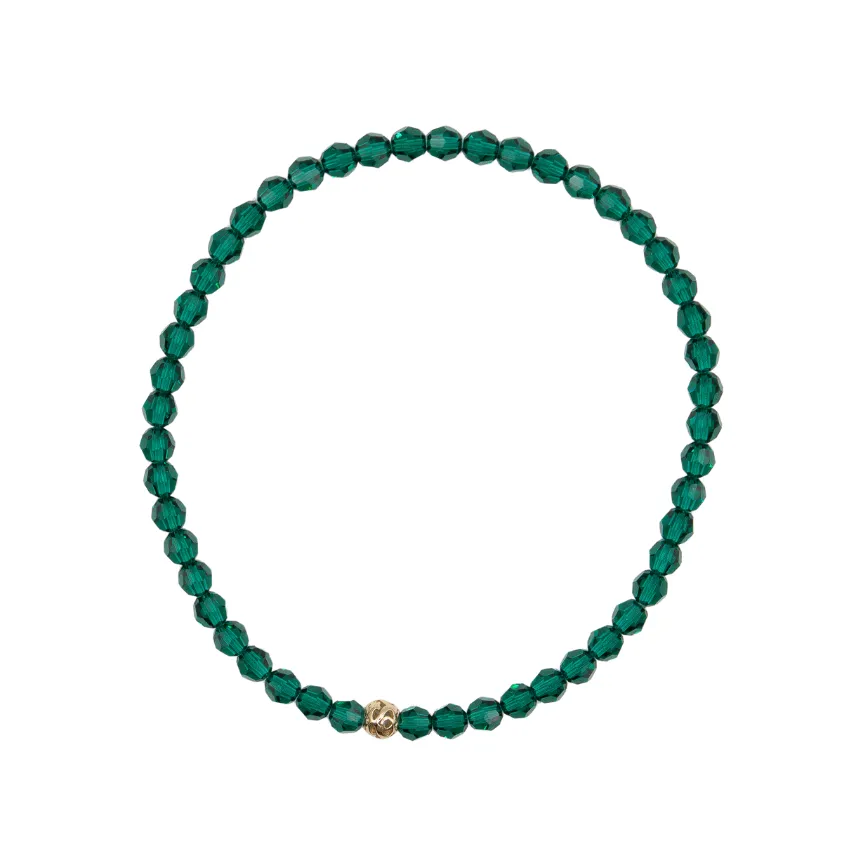 4mm Emerald Swarovski Beaded Bracelet
