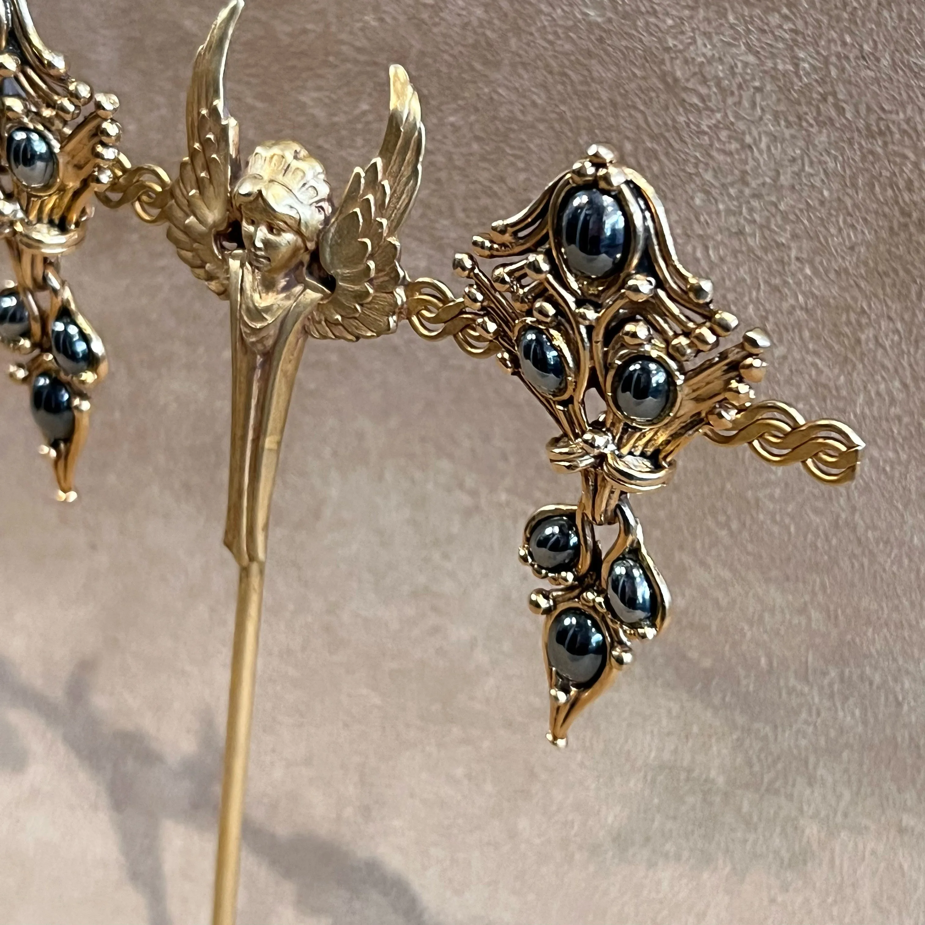 Abbey Road Gold and Haematite Glass Earrings