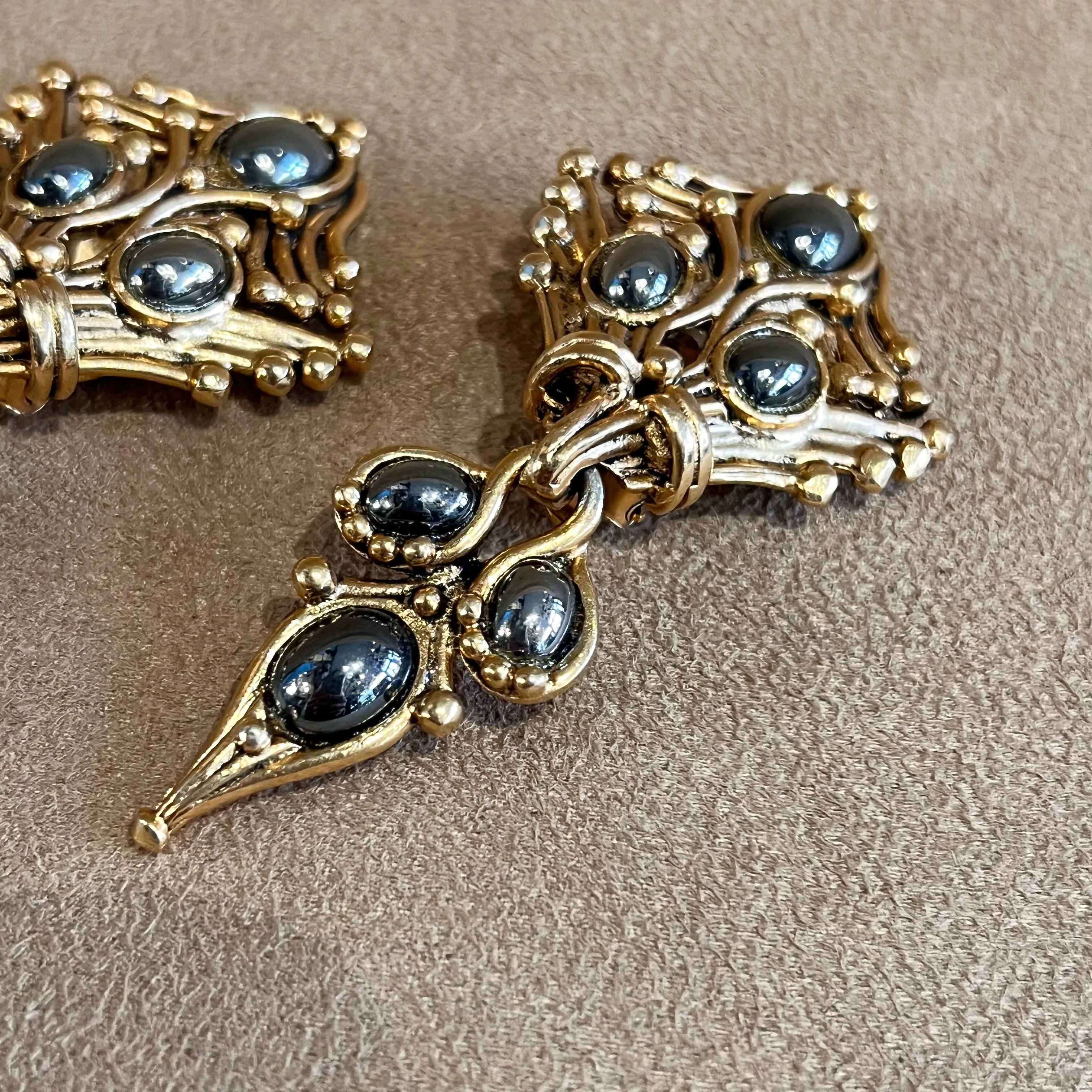 Abbey Road Gold and Haematite Glass Earrings