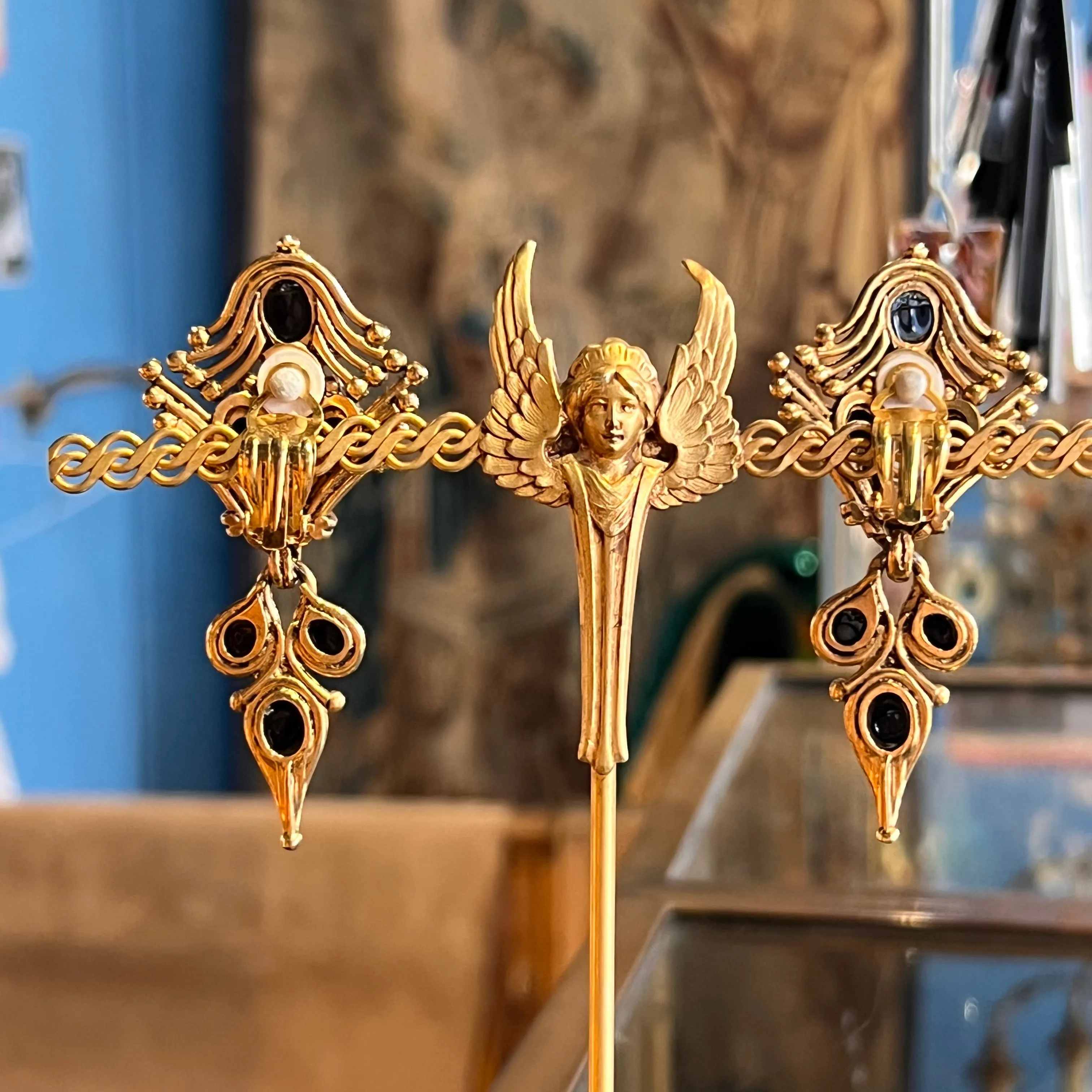 Abbey Road Gold and Haematite Glass Earrings
