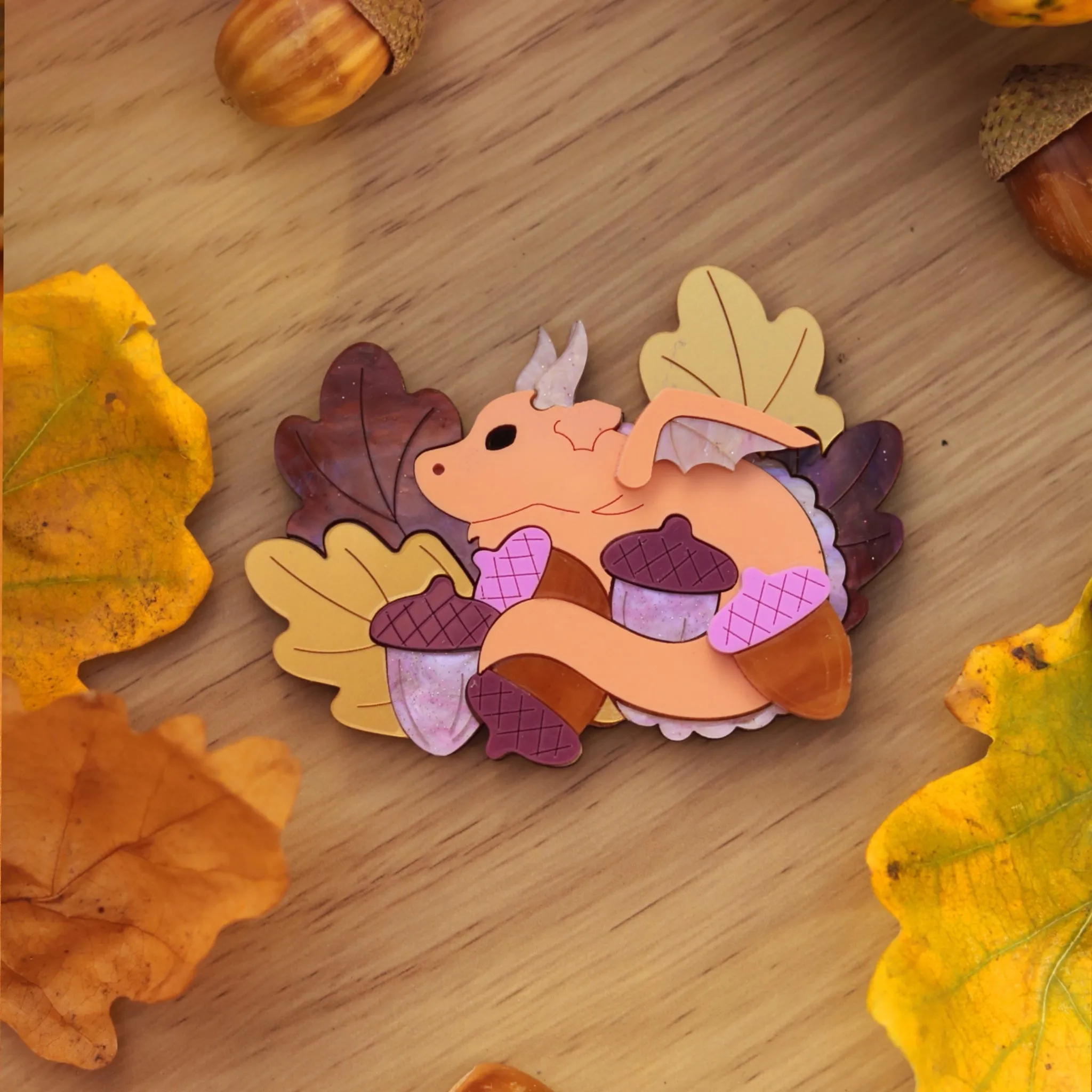 Acorn Dragon Acrylic Brooch