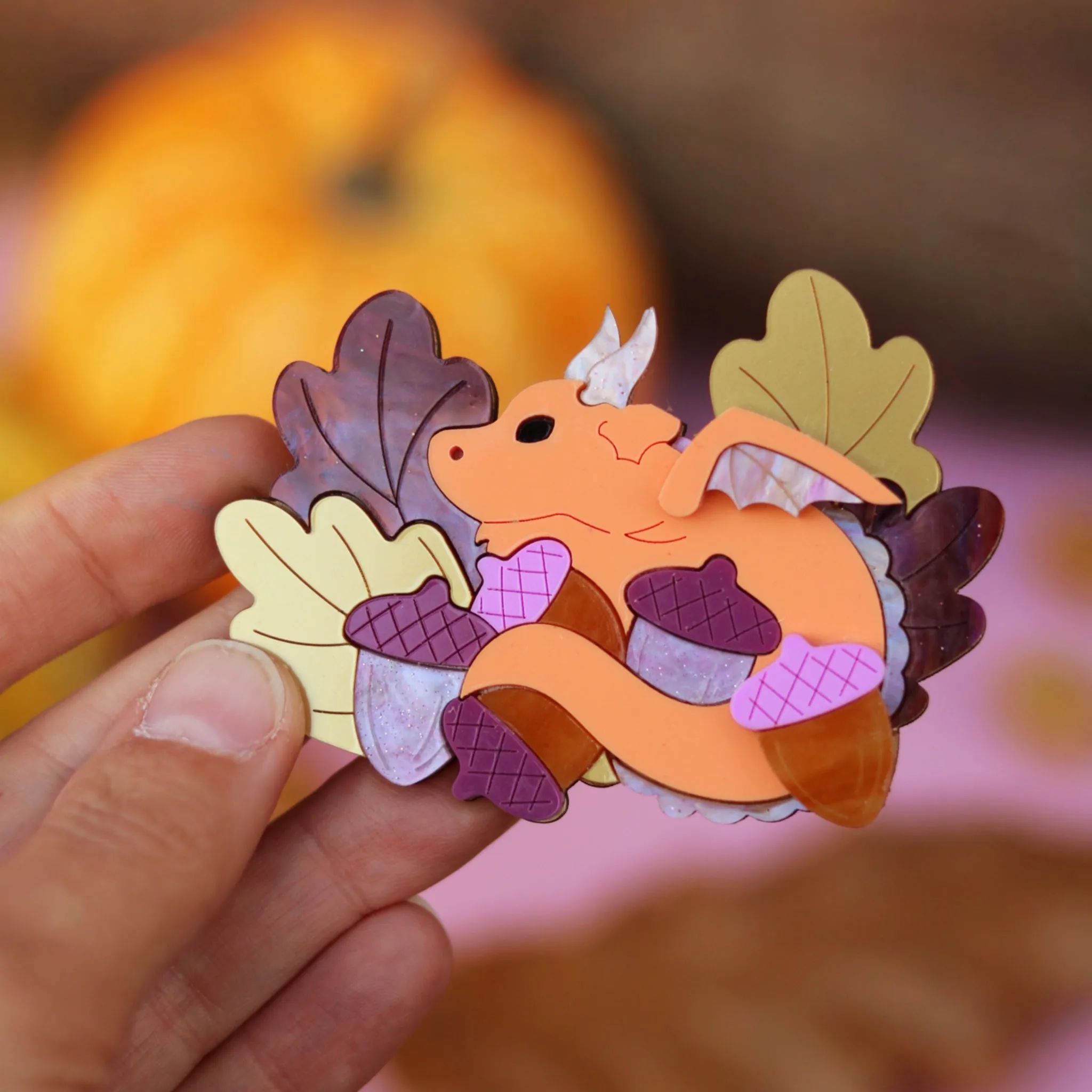 Acorn Dragon Acrylic Brooch