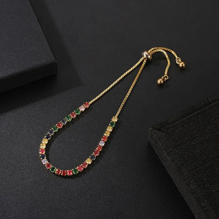 Adjustable Crystal Bracelet Seven-color Rhinestone Zircon Bracelet For Women
