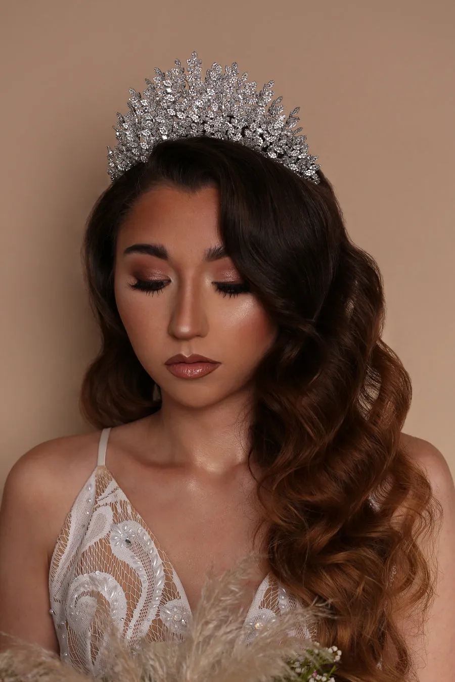 ALEXIA Leaf Swarovski 3-D Luxurious Bridal Tiara