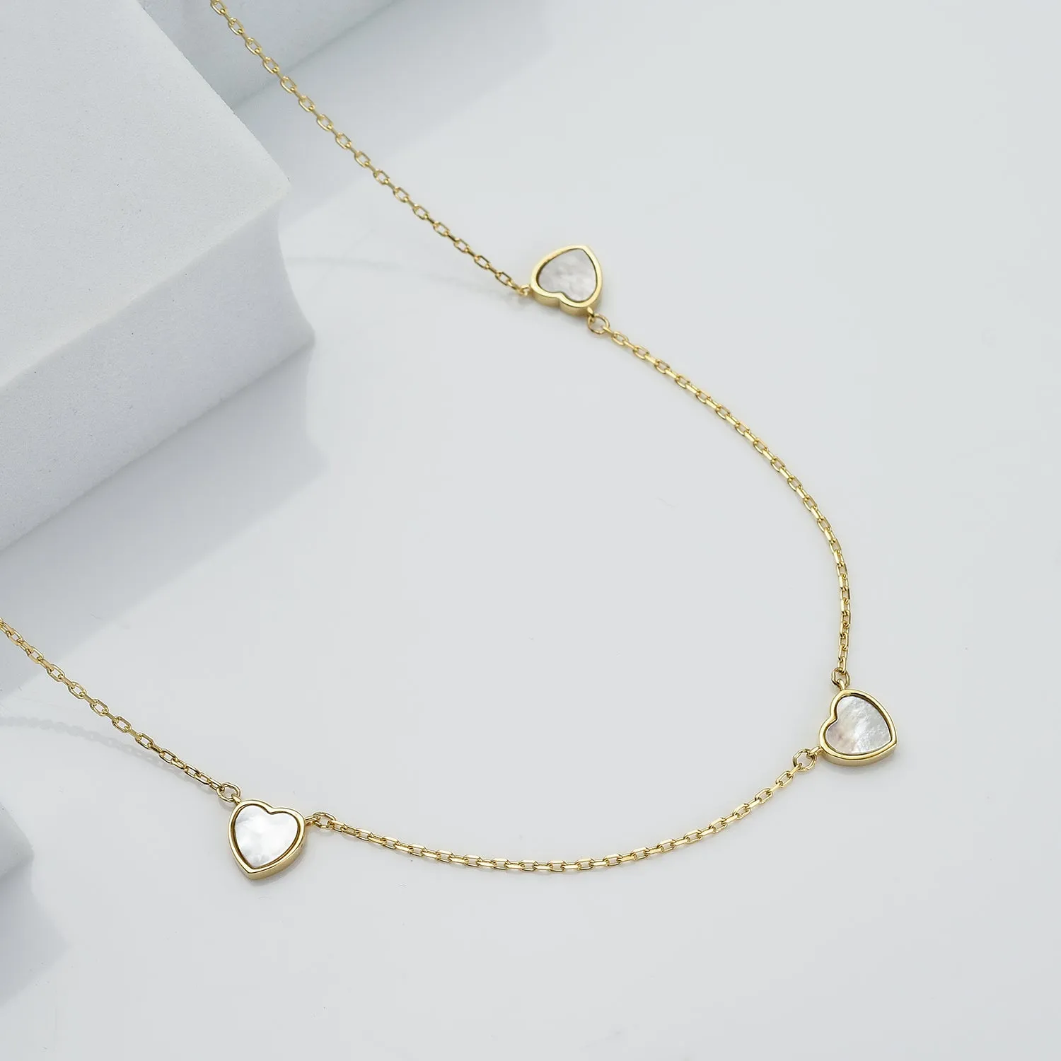 Amore Station Necklace in 9K Gold