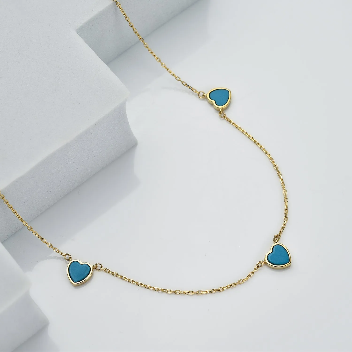 Amore Station Necklace in 9K Gold