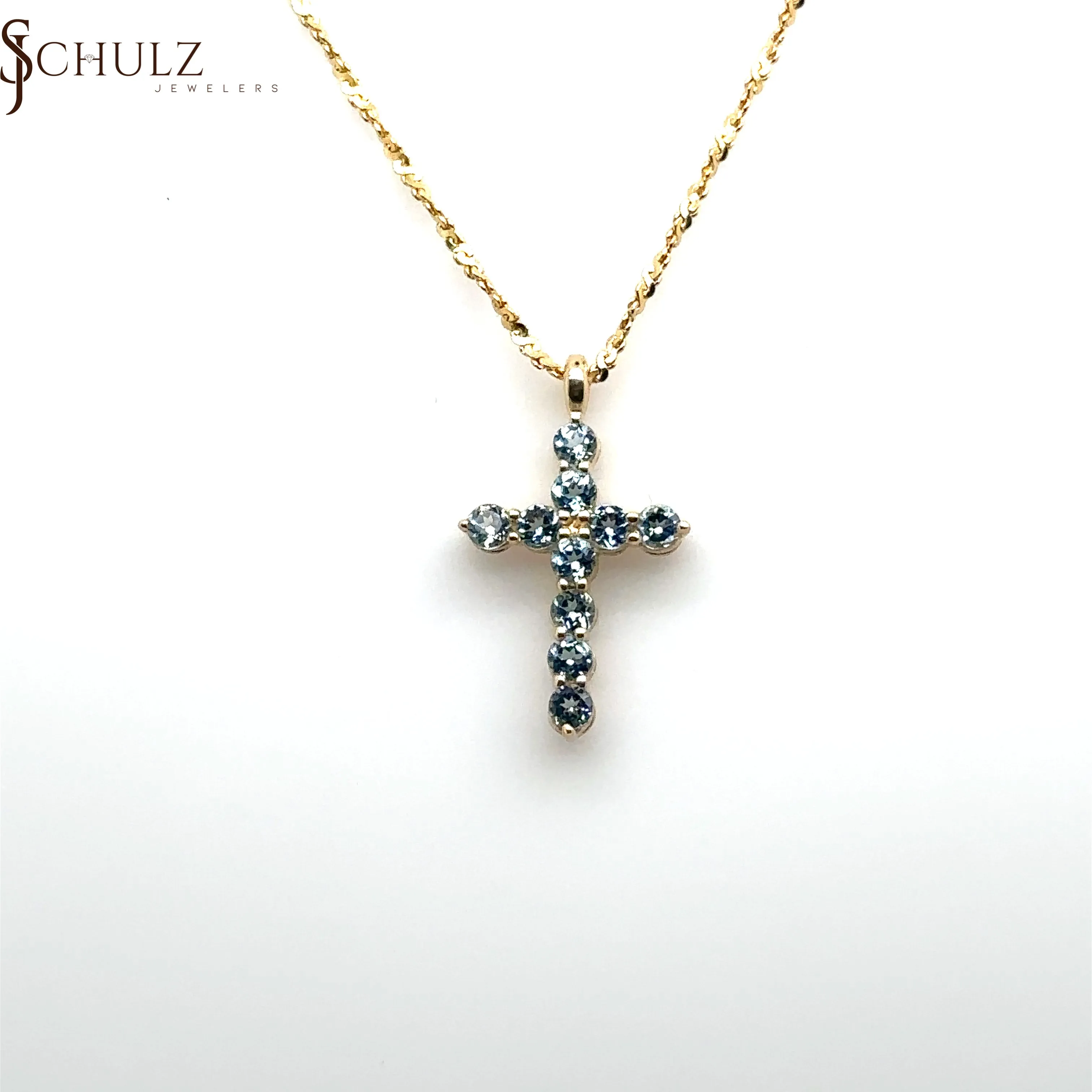 Aquamarine Cross Pendant