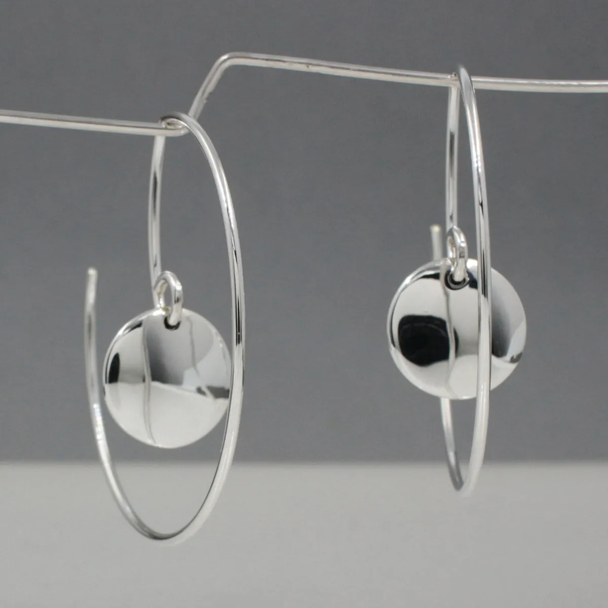 Artemis - Small Disc Reverse Silver Hoop Silver Earrings