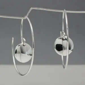 Artemis - Small Disc Reverse Silver Hoop Silver Earrings
