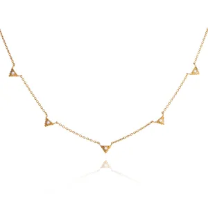 Aztec Collar Necklace, White Topaz, Gold