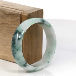Baikalla Genuine Burmese Green Jadeite Jade Oval Bangle (59.26 mm) #952