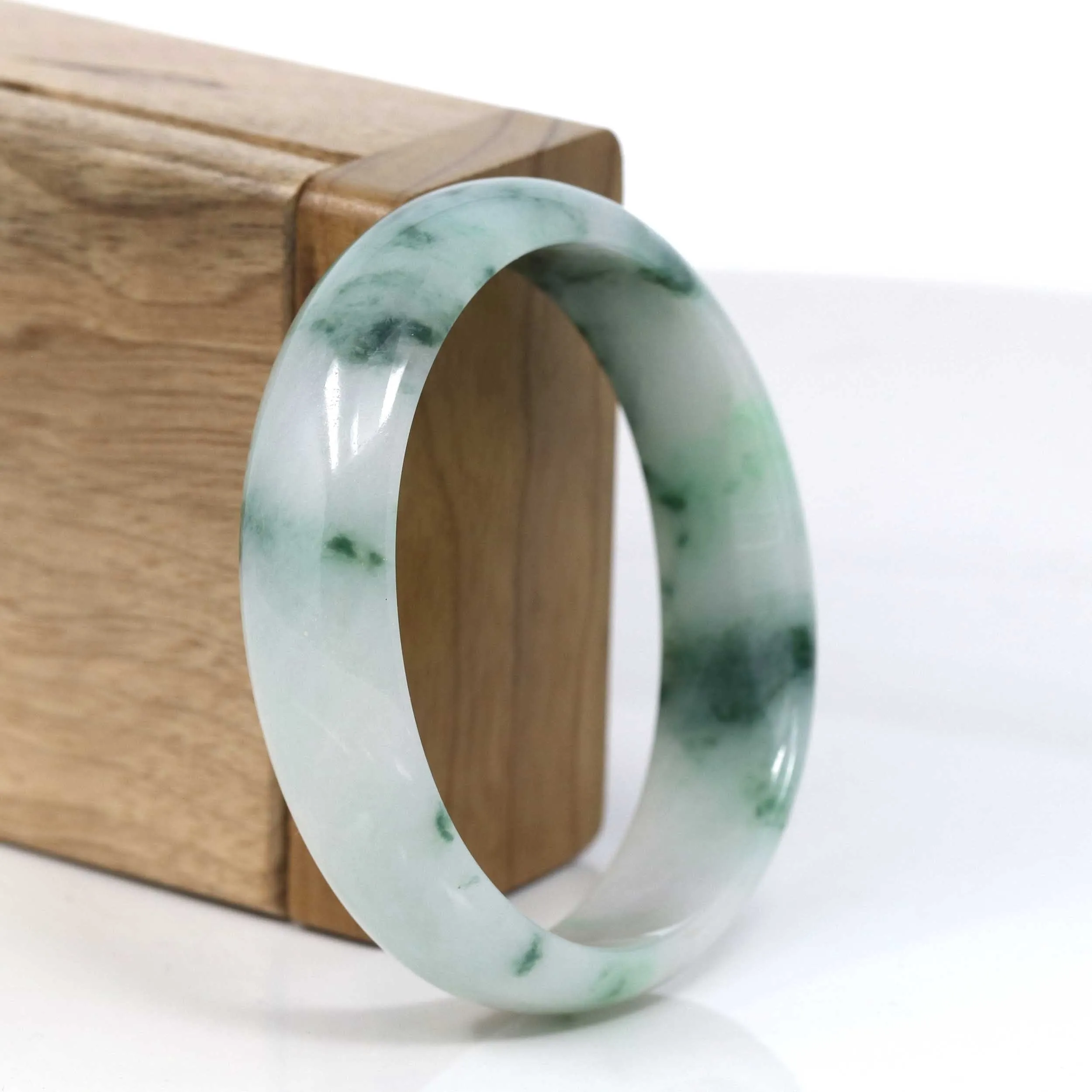 Baikalla Genuine Burmese Green Jadeite Jade Oval Bangle (59.26 mm) #952
