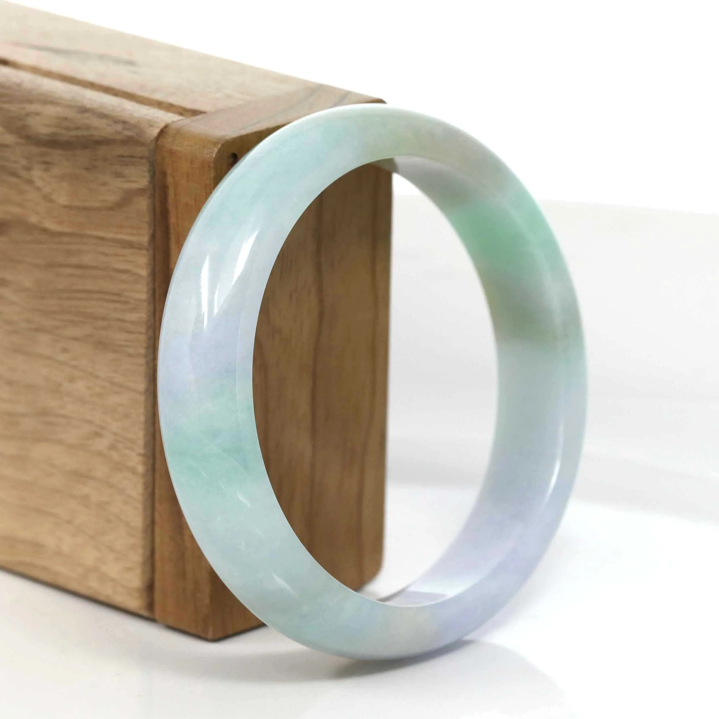 Baikalla Lavender-Green Natural Burmese Jadeite Jade Bangle (56.62mm) #968