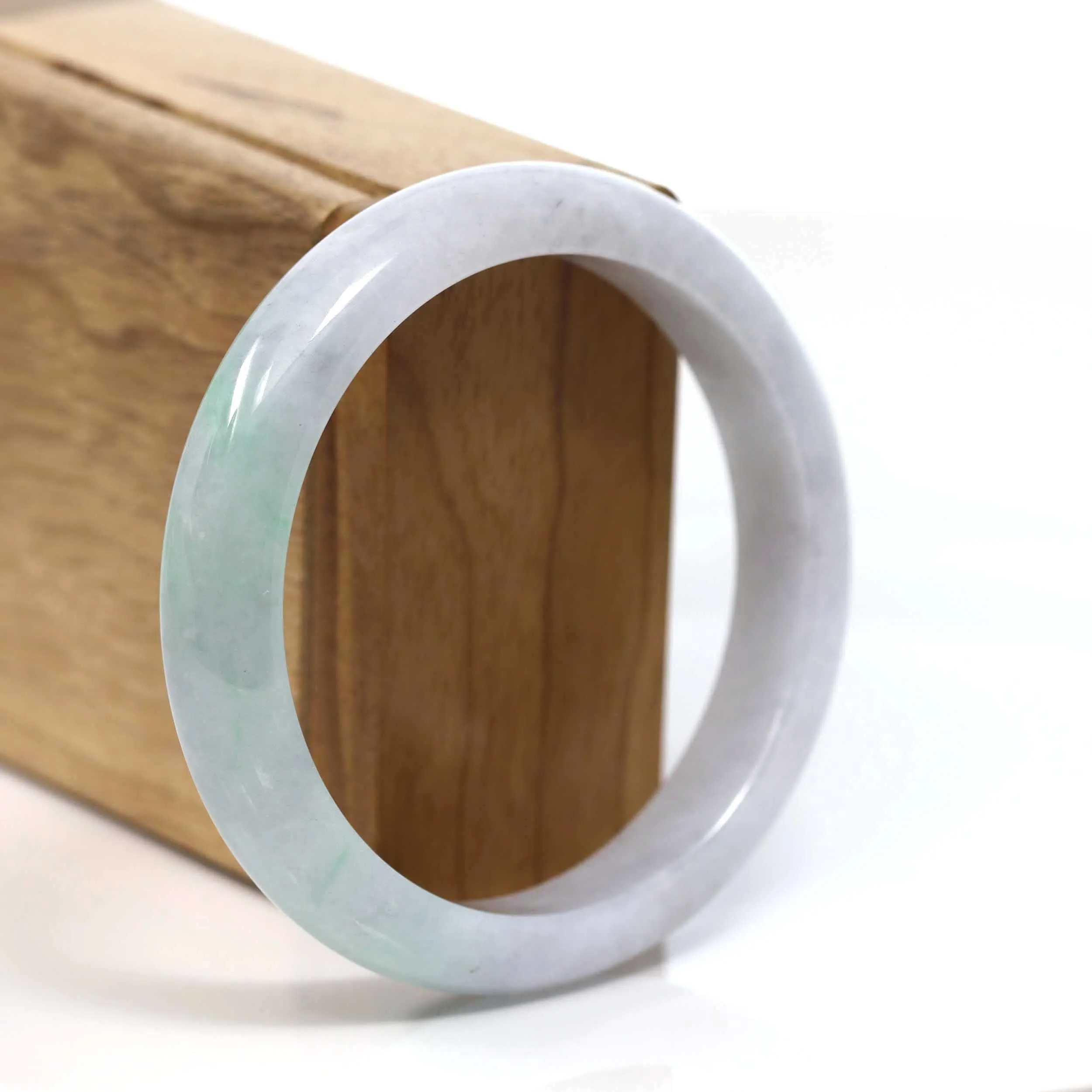 Baikalla™ "Classic Bangle" Genuine Burmese Lavender Green Jadeite Jade Bangle Bracelet (58.47mm) #T229