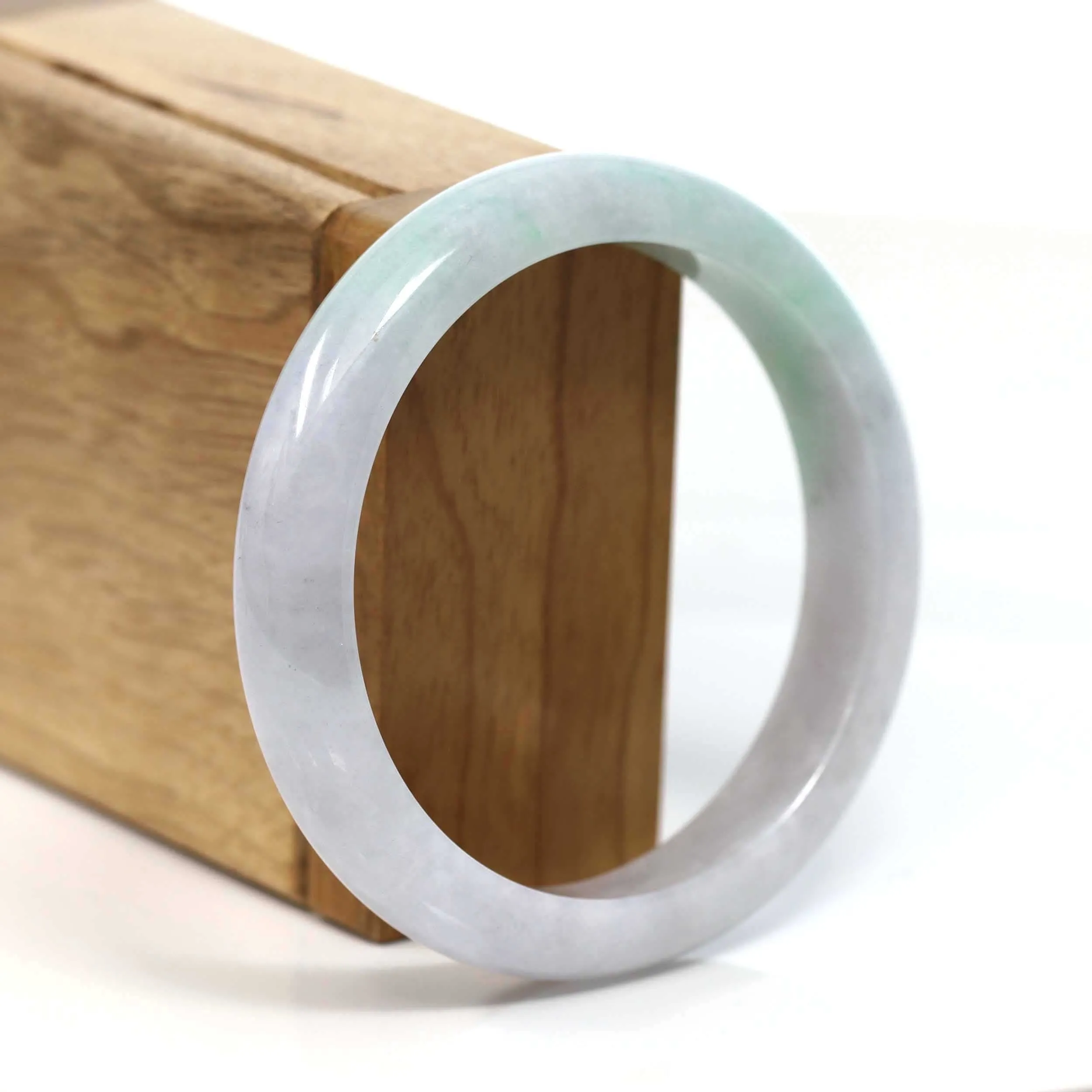 Baikalla™ "Classic Bangle" Genuine Burmese Lavender Green Jadeite Jade Bangle Bracelet (58.47mm) #T229