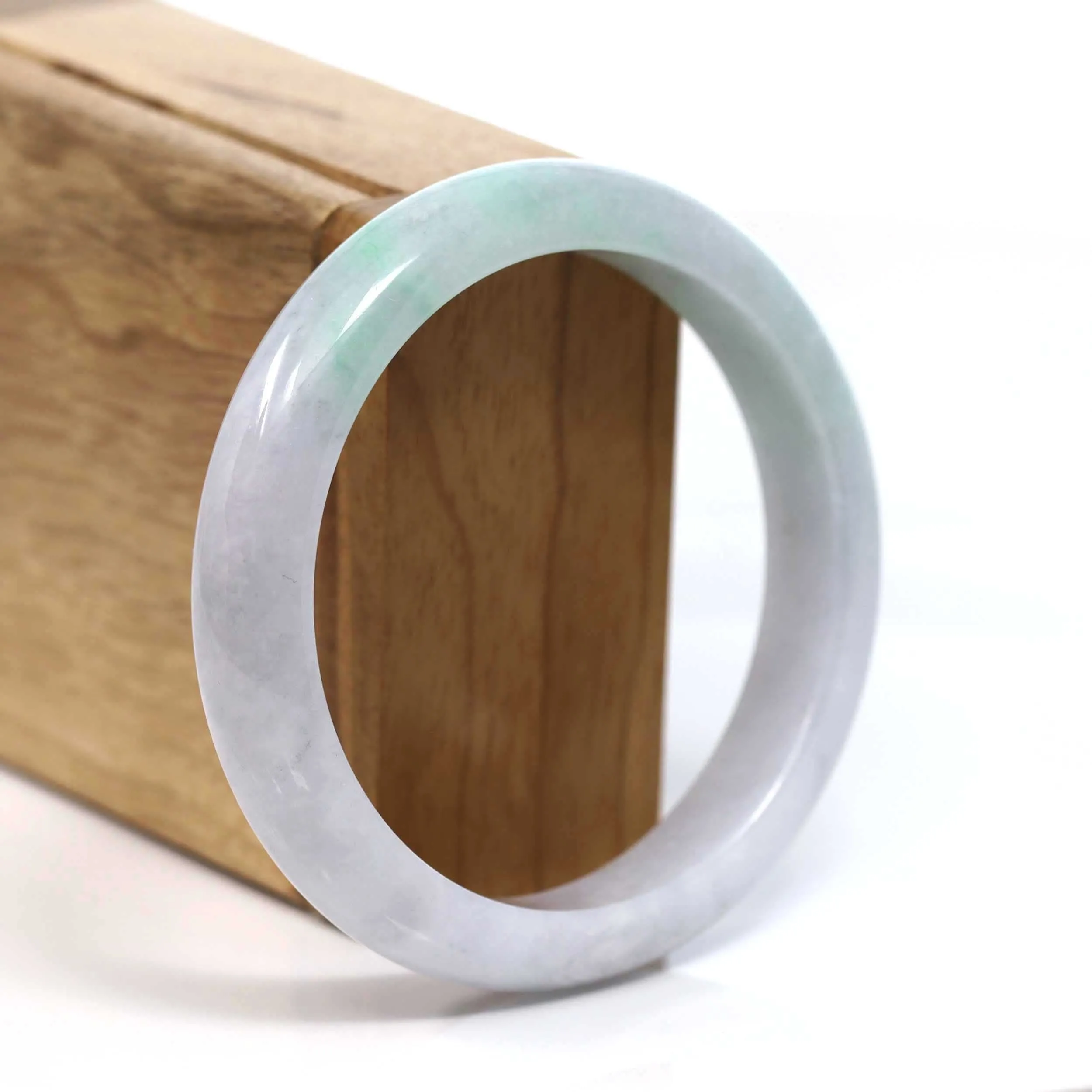 Baikalla™ "Classic Bangle" Genuine Burmese Lavender Green Jadeite Jade Bangle Bracelet (58.47mm) #T229