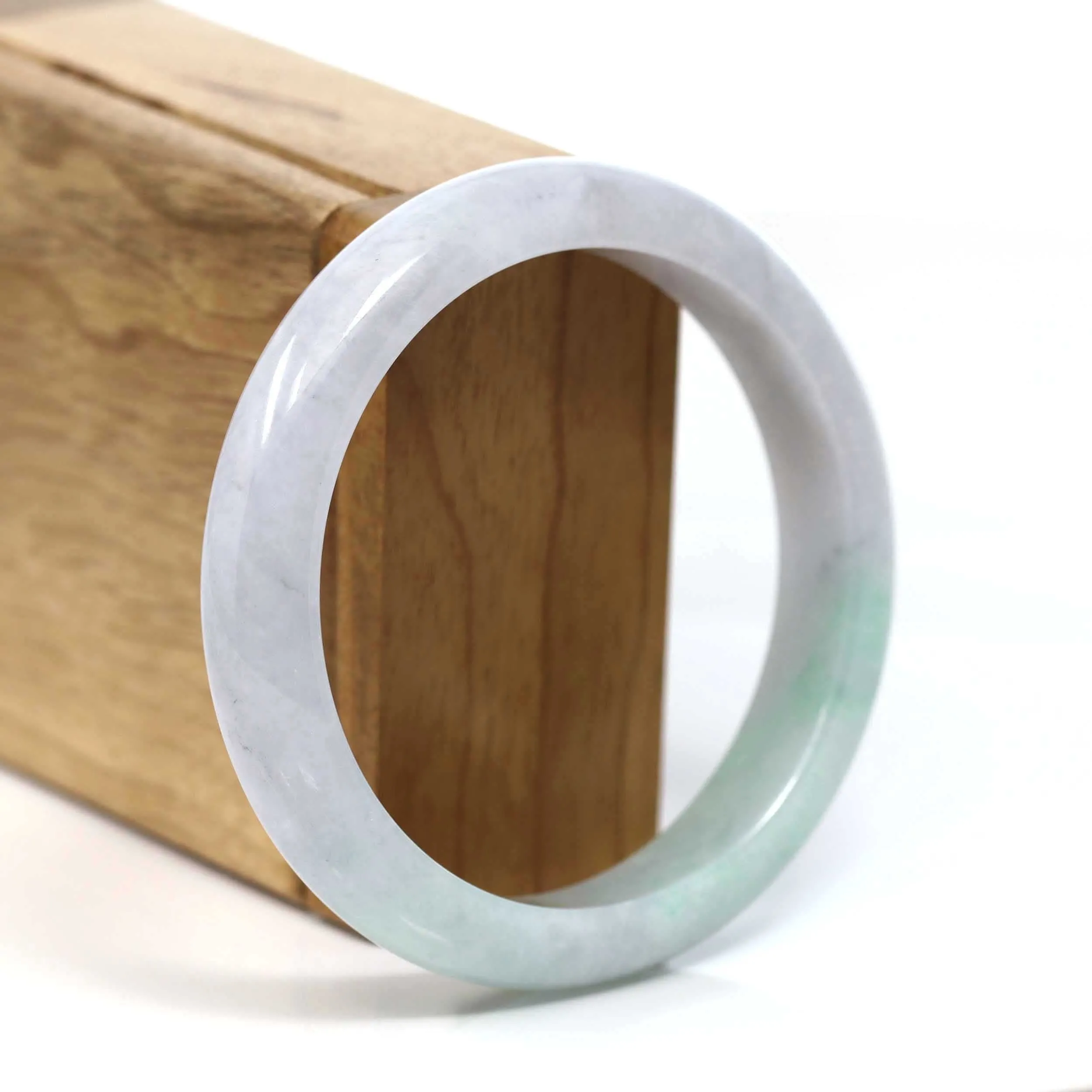 Baikalla™ "Classic Bangle" Genuine Burmese Lavender Green Jadeite Jade Bangle Bracelet (58.47mm) #T229