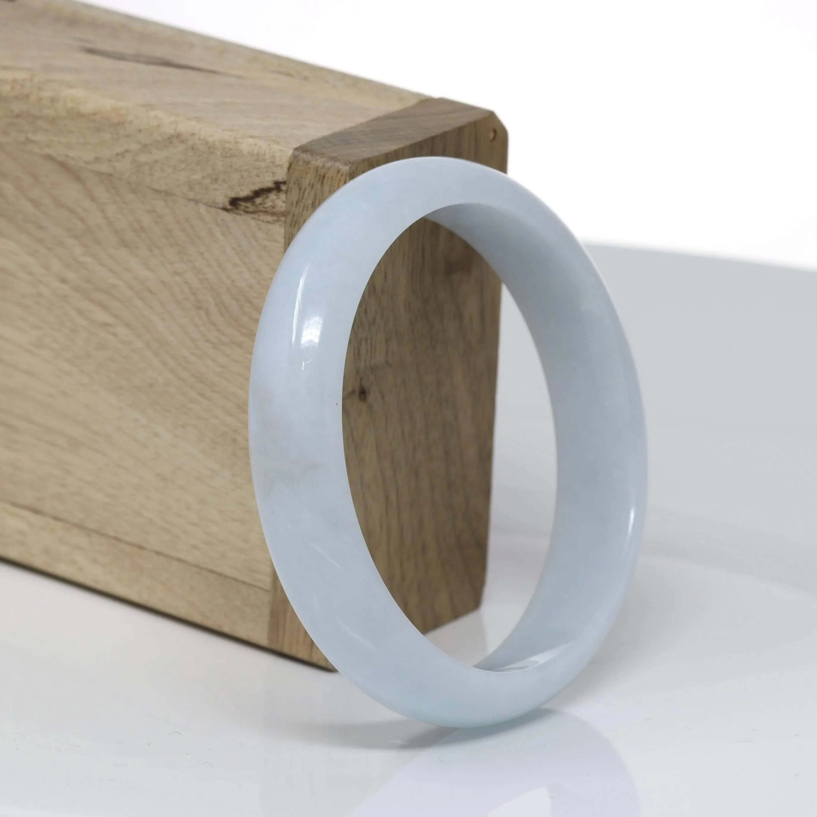 Baikalla™ "Classic Bangle" Genuine Burmese Light Green Jadeite Jade Bangle Bracelet (57.6mm) #523