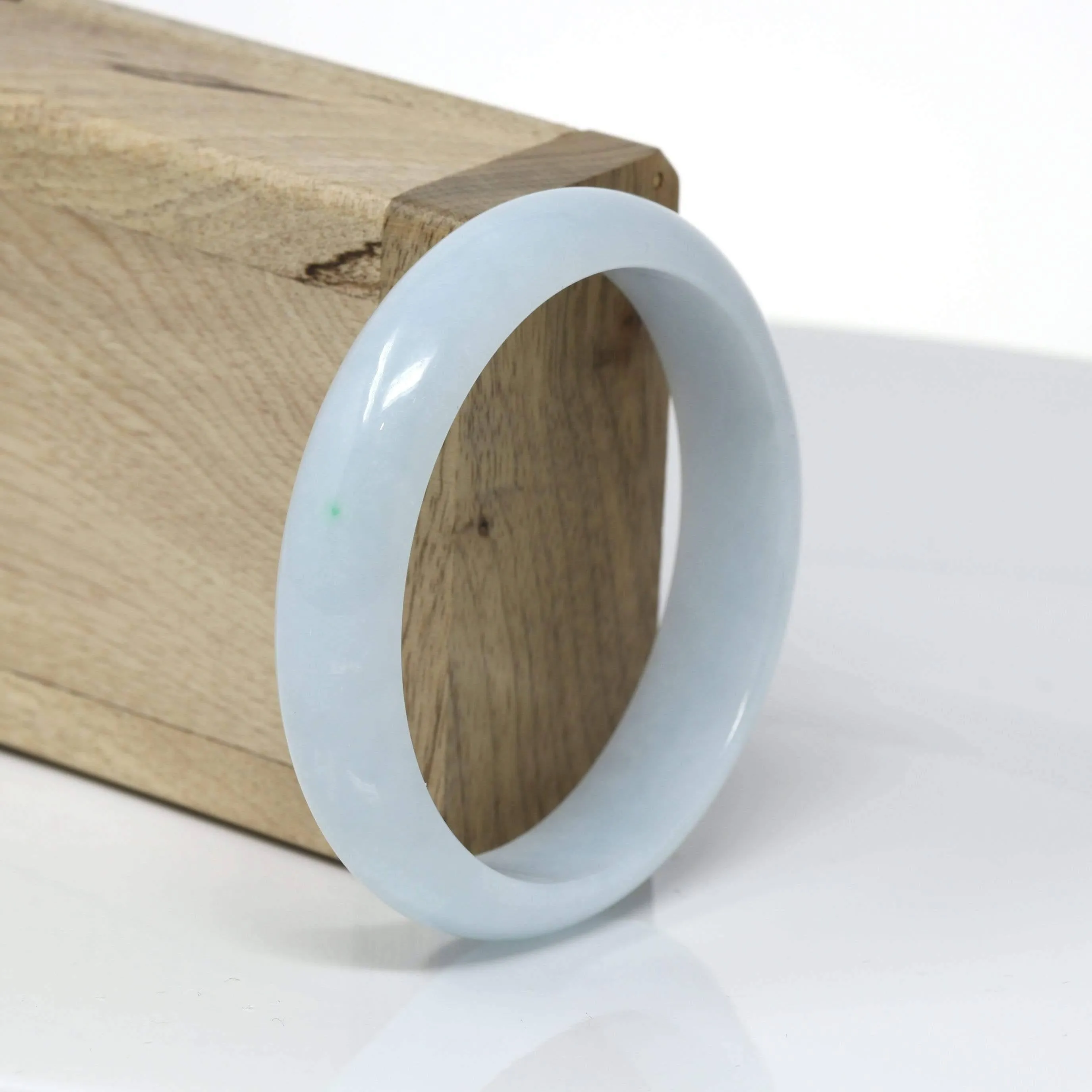 Baikalla™ "Classic Bangle" Genuine Burmese Light Green Jadeite Jade Bangle Bracelet (57.6mm) #523