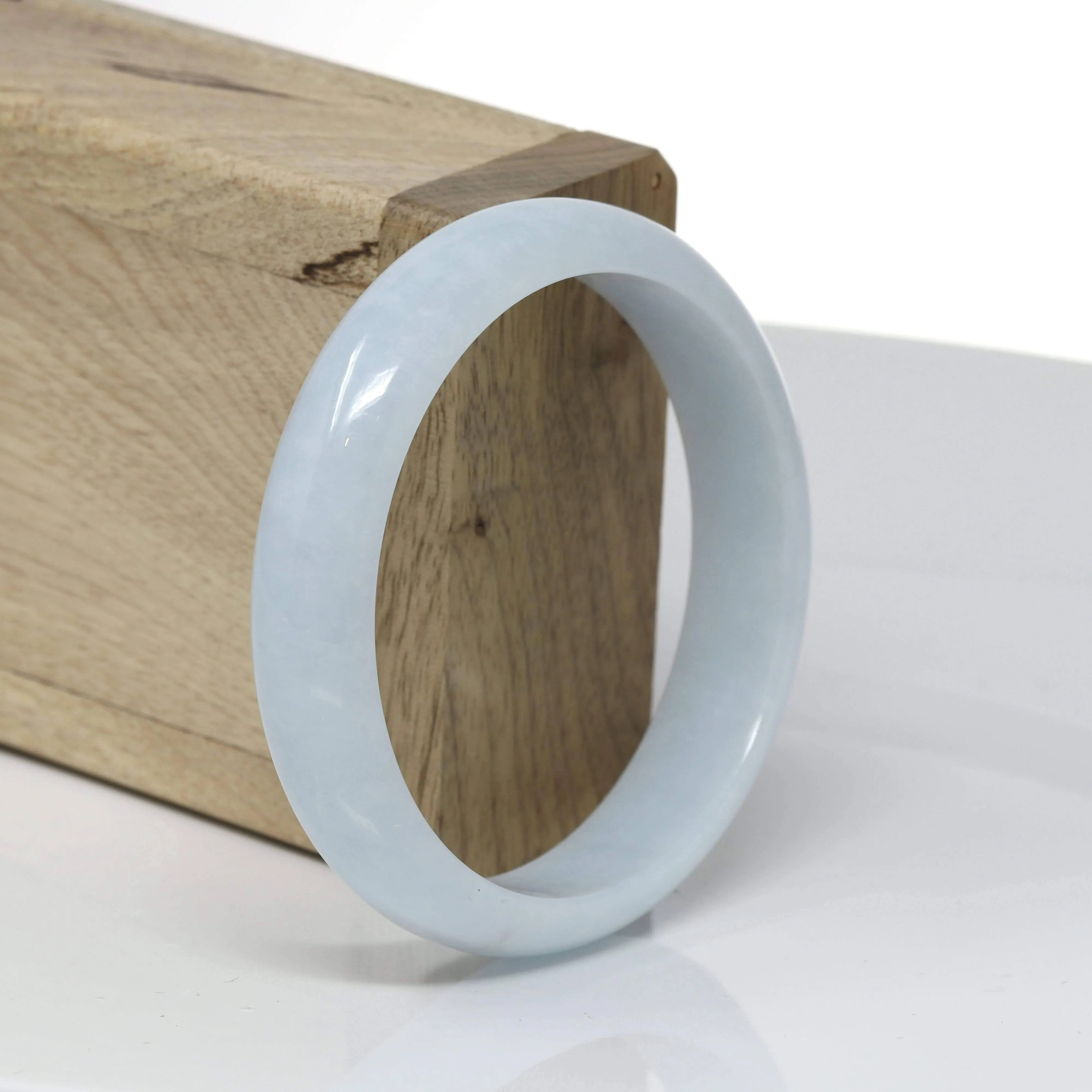 Baikalla™ "Classic Bangle" Genuine Burmese Light Green Jadeite Jade Bangle Bracelet (57.6mm) #523