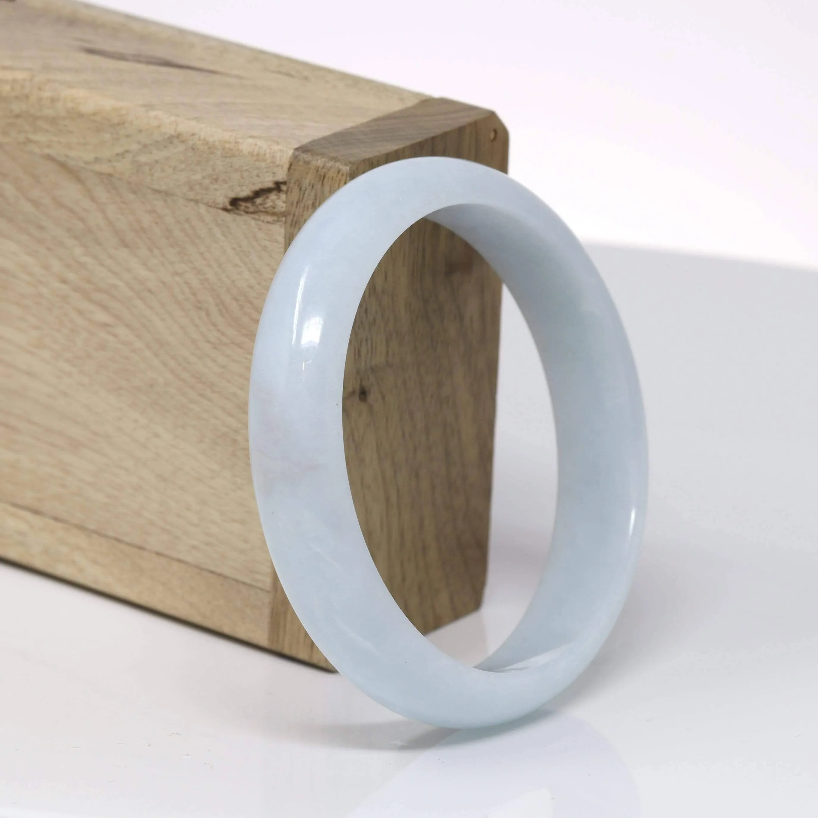 Baikalla™ "Classic Bangle" Genuine Burmese Light Green Jadeite Jade Bangle Bracelet (57.6mm) #523