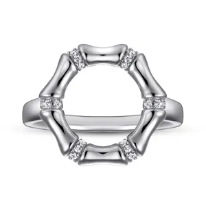 Bamboo Circle with Zircon Silver Ring for Women