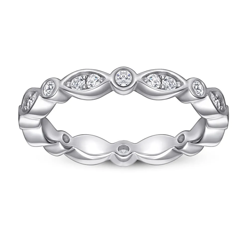 Beading Marquise and Round Zircon Silver Ring for Women