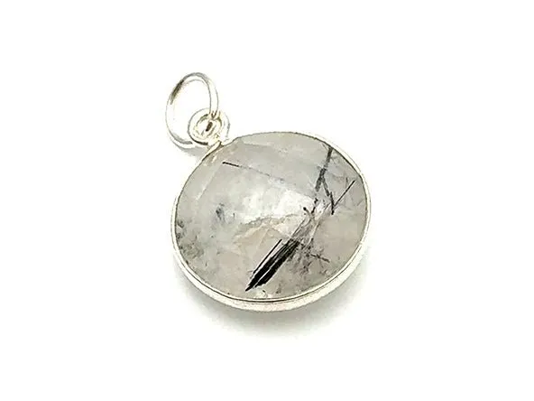 Black Round Rutilated Quartz Pendant
