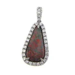 Boulder Opal and Diamond Pendant
