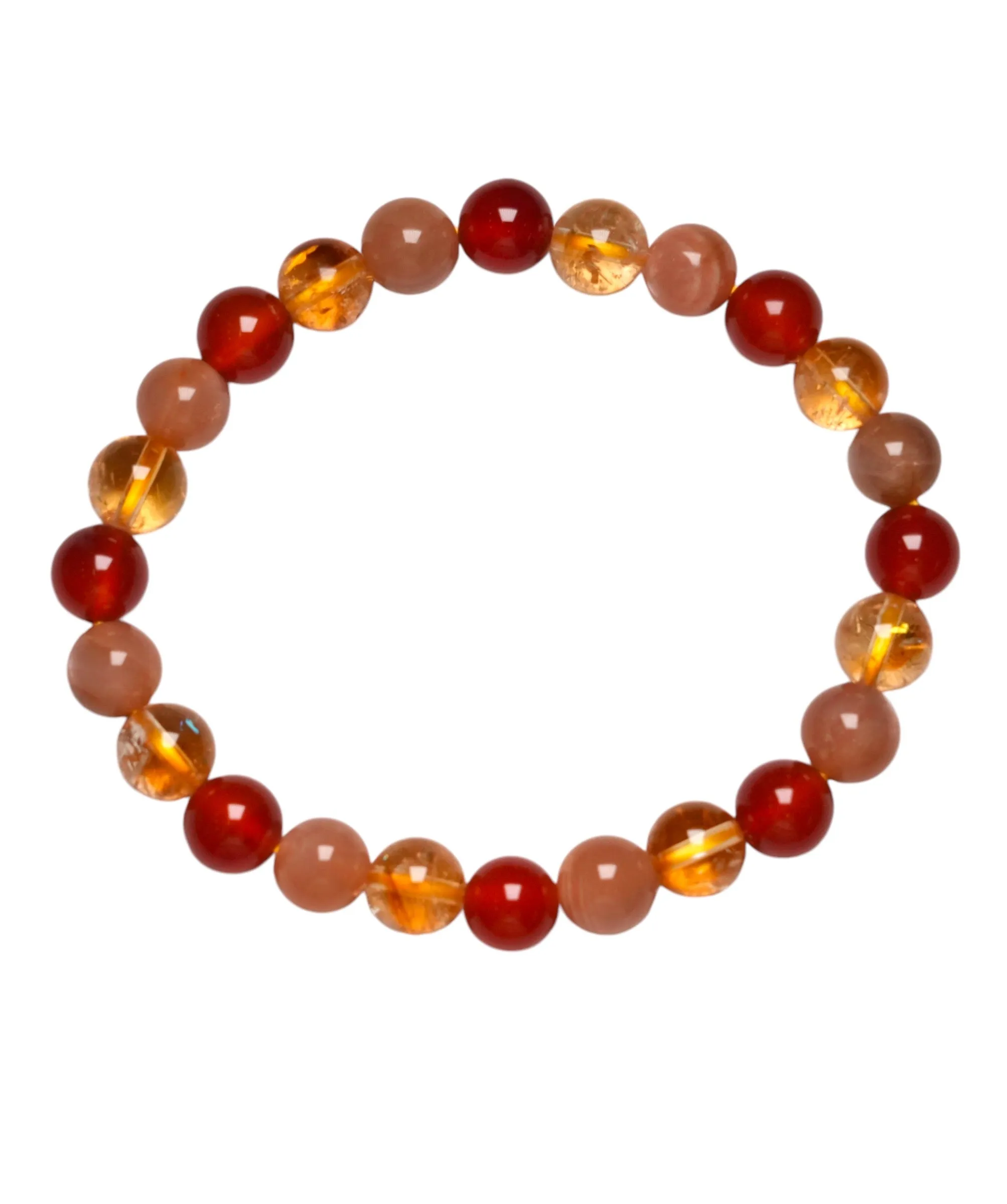 Bracelet Joie de vivre/Bonne humeur — Cornaline, Citrine chauffée A & Pierre de soleil A  (numéro 11)