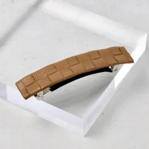 Braided Brown Leather Hair Barrette