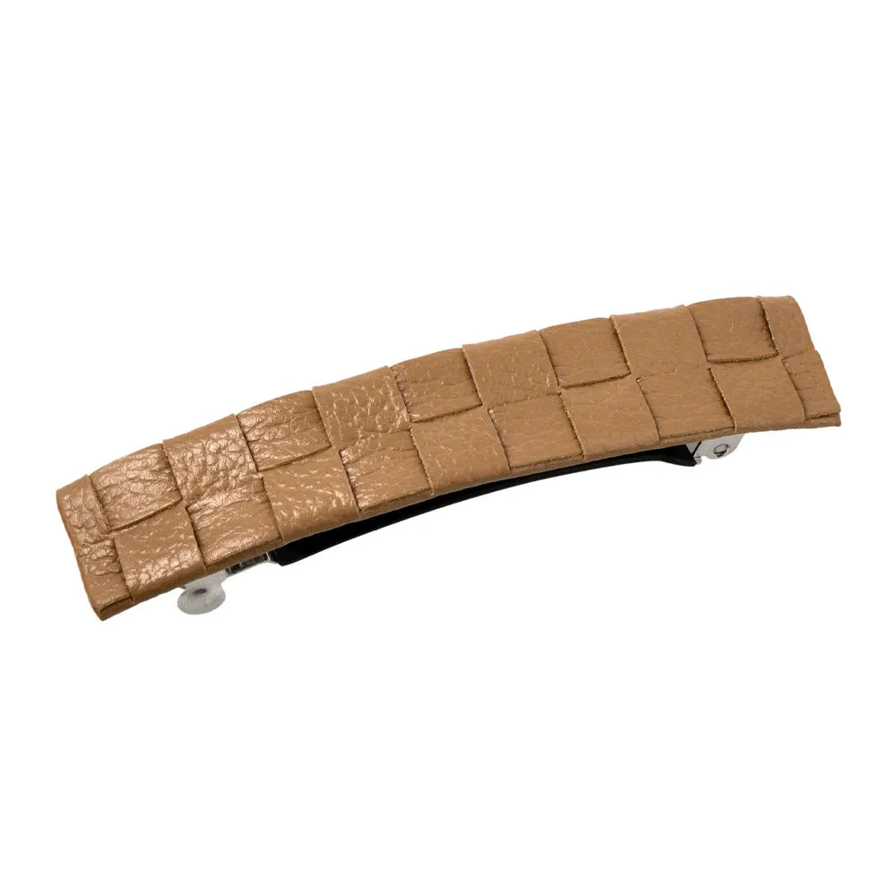 Braided Brown Leather Hair Barrette