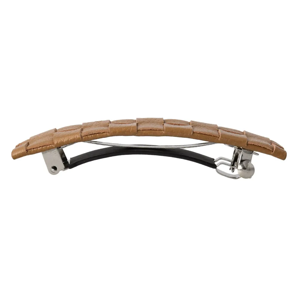Braided Brown Leather Hair Barrette