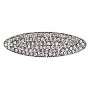 Bridal Wedding Jewelry Crystal Rhinestone Simple Oval Design Hair Pin Silver