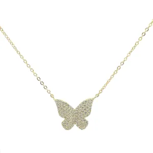 Butterfly Necklace 925 Sterling Silver Cubic Zirconia Simulated Diamonds Women's Jewelry