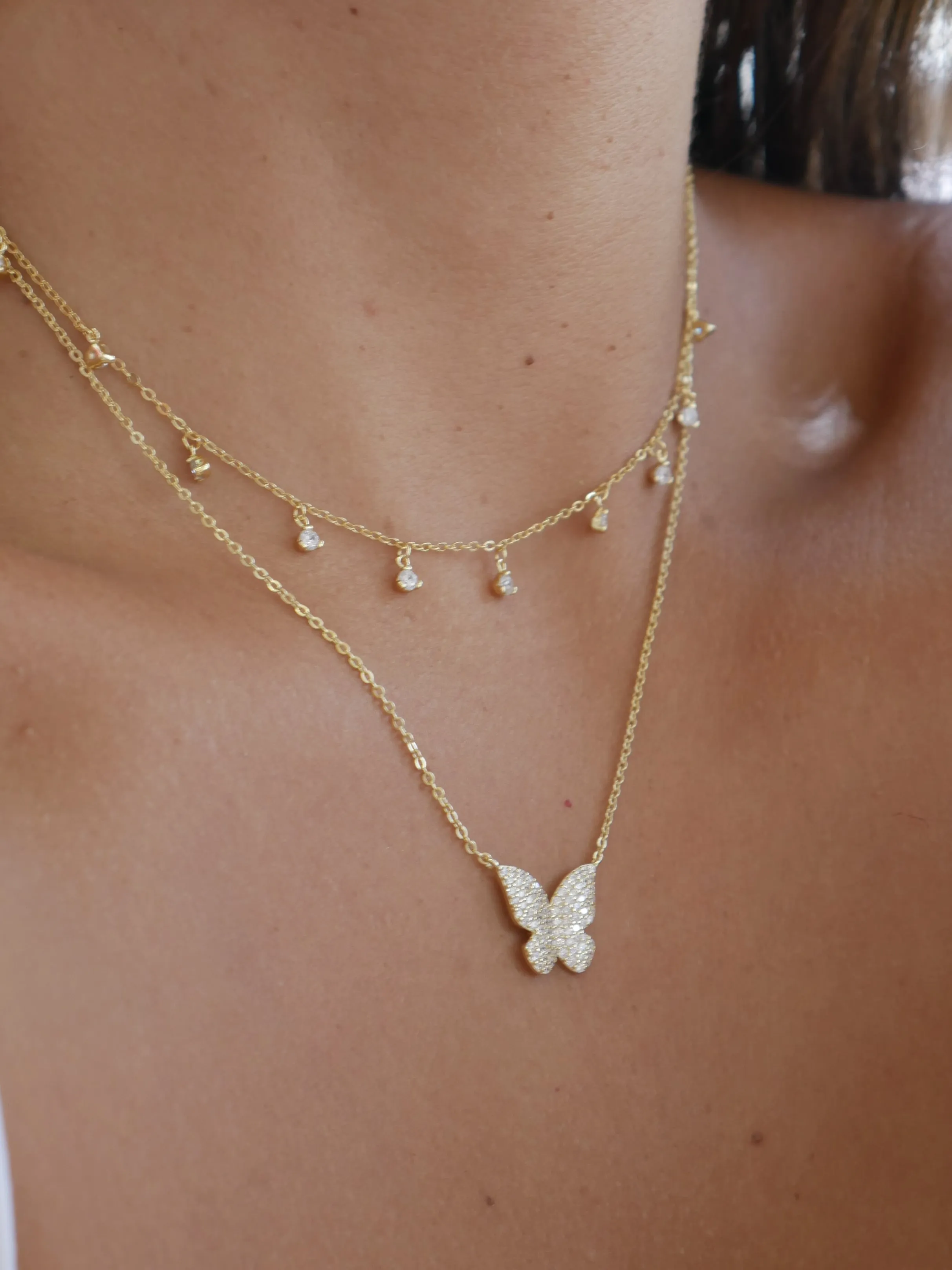 Butterfly Necklace 925 Sterling Silver Cubic Zirconia Simulated Diamonds Women's Jewelry