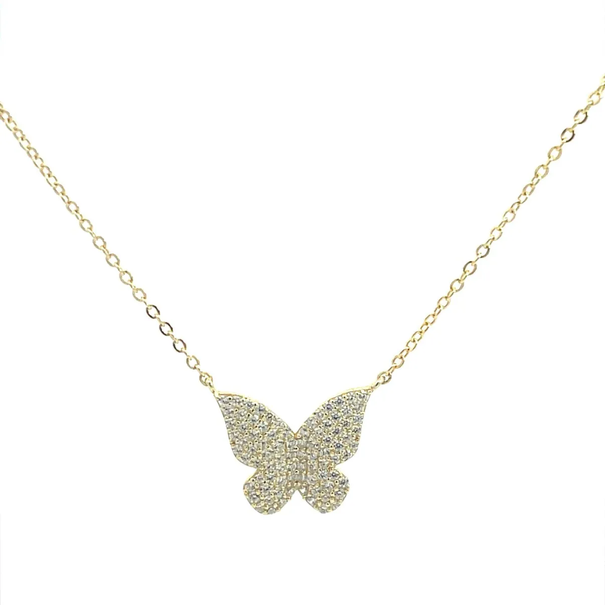 Butterfly Necklace 925 Sterling Silver Cubic Zirconia Simulated Diamonds Women's Jewelry